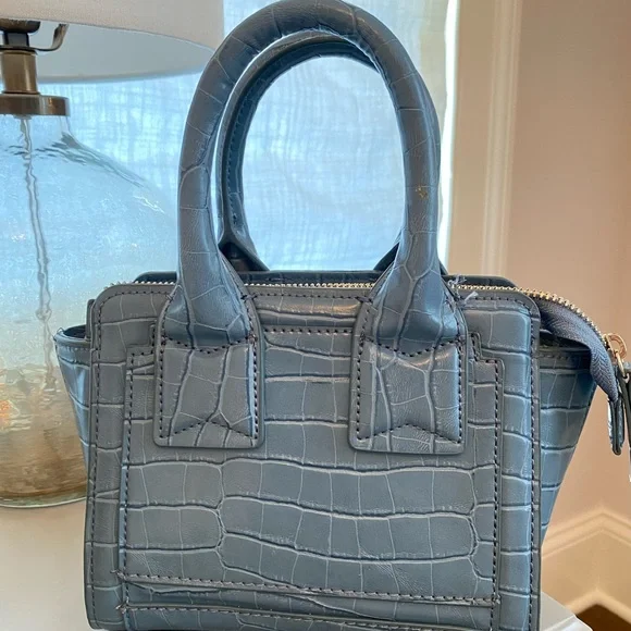 Zara light blue crocodile mini bag